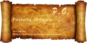 Pethely Orfeusz névjegykártya
